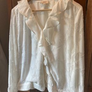 Loft ruffle top. Worn twice. Off white.